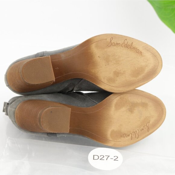 Sam Edelman Womens Maurine Boots Size 7 Gray Blue Suede Block Heel Buckle Bootie - Picture 8 of 13